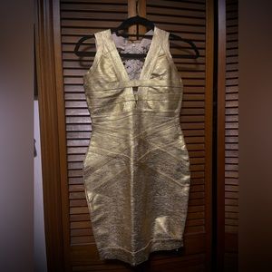 Whoinshop Gold Bandage Dress